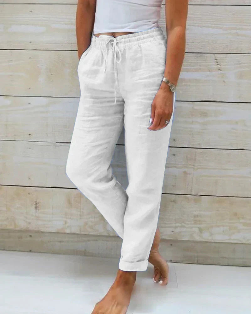 Hortensia – Pantalon extensible en coton et lin
