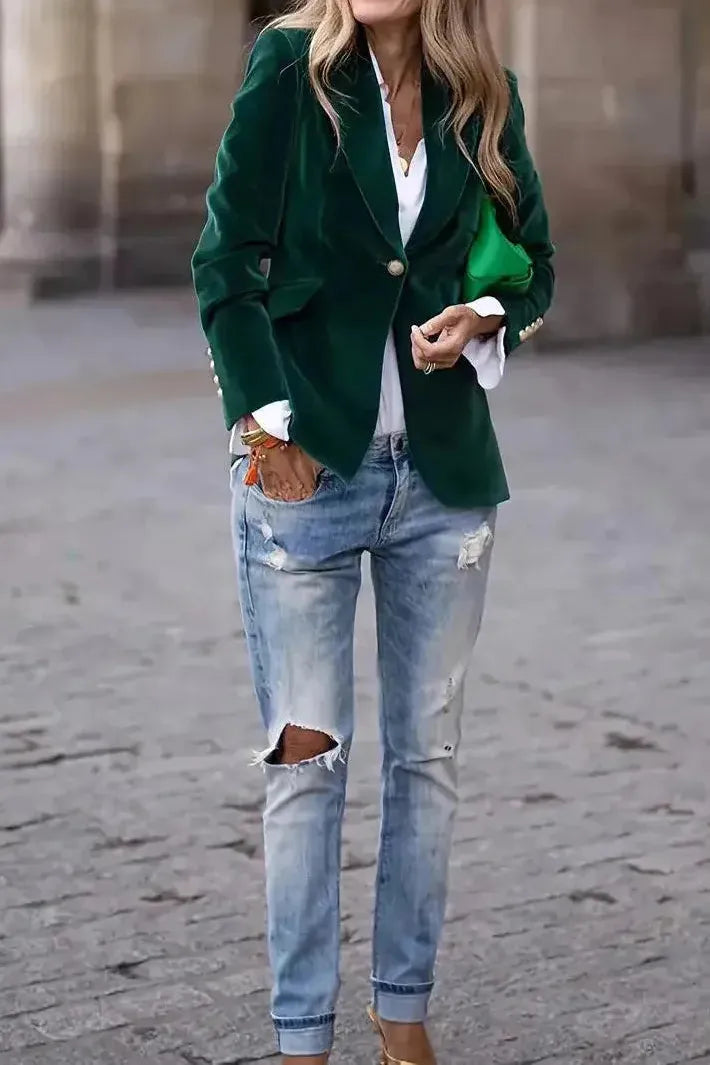 Laurette – Blazer en velours élégant