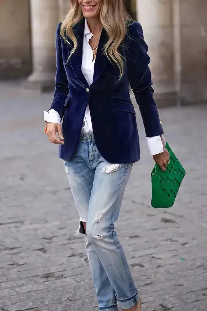 Laurette – Blazer en velours élégant