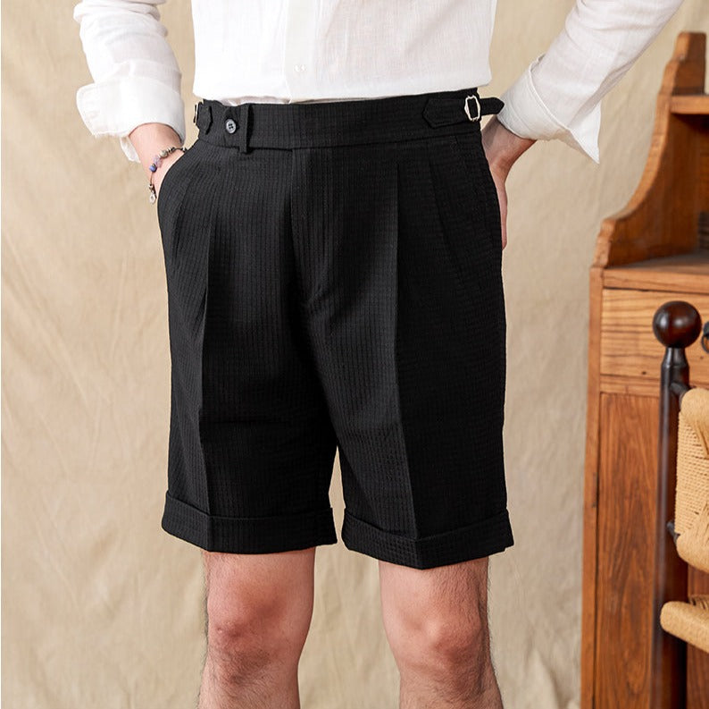 Cagliari Waffle Seersucker Pleated Bermudas