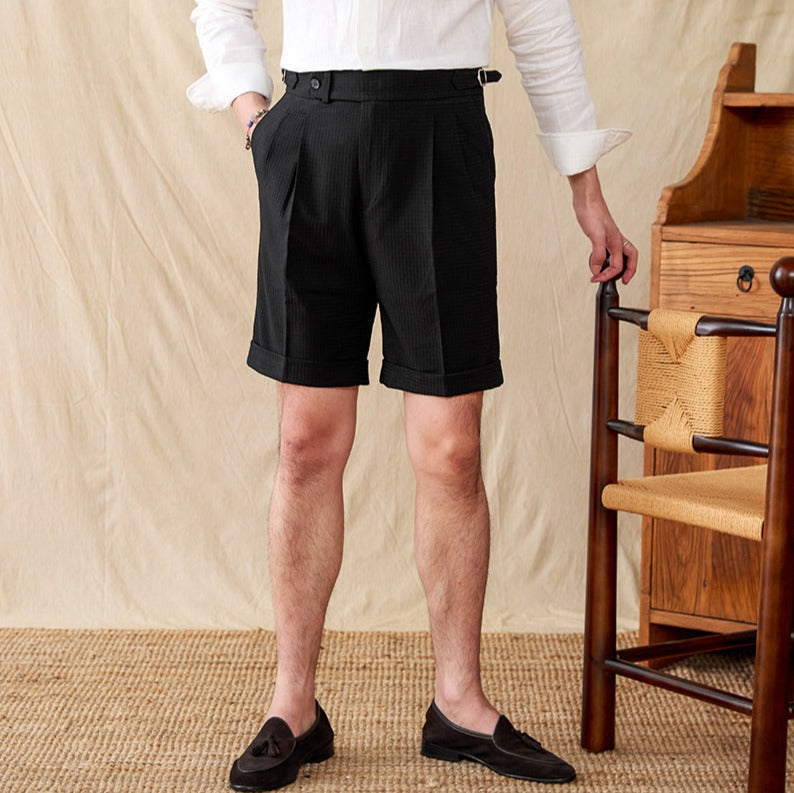 Cagliari Waffle Seersucker Pleated Bermudas