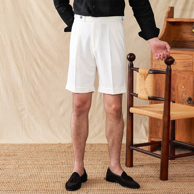 Cagliari Waffle Seersucker Pleated Bermudas