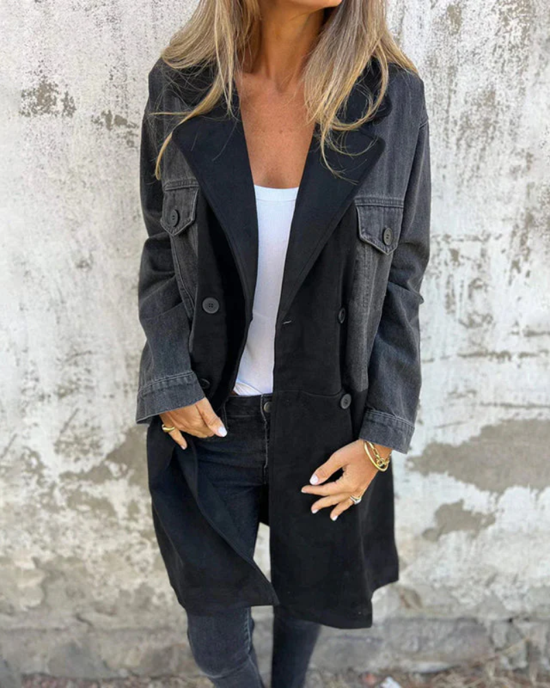 Léocadie – Manteau en denim et daim élégant