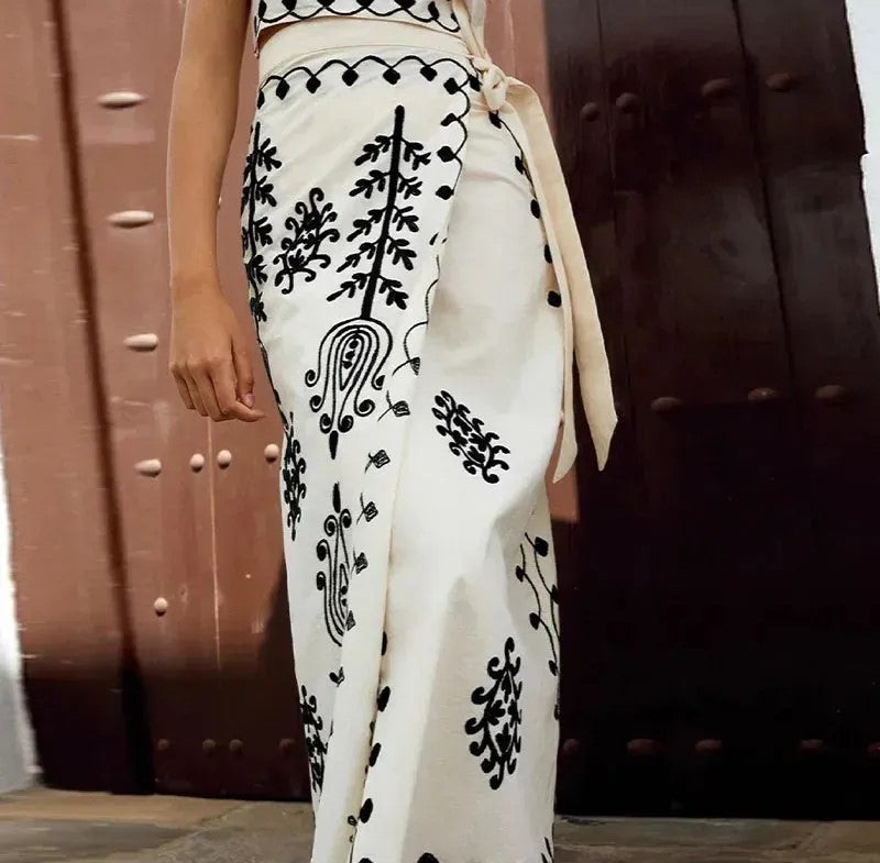 Eugénie – Ensemble haut et jupe longue avec imprimé