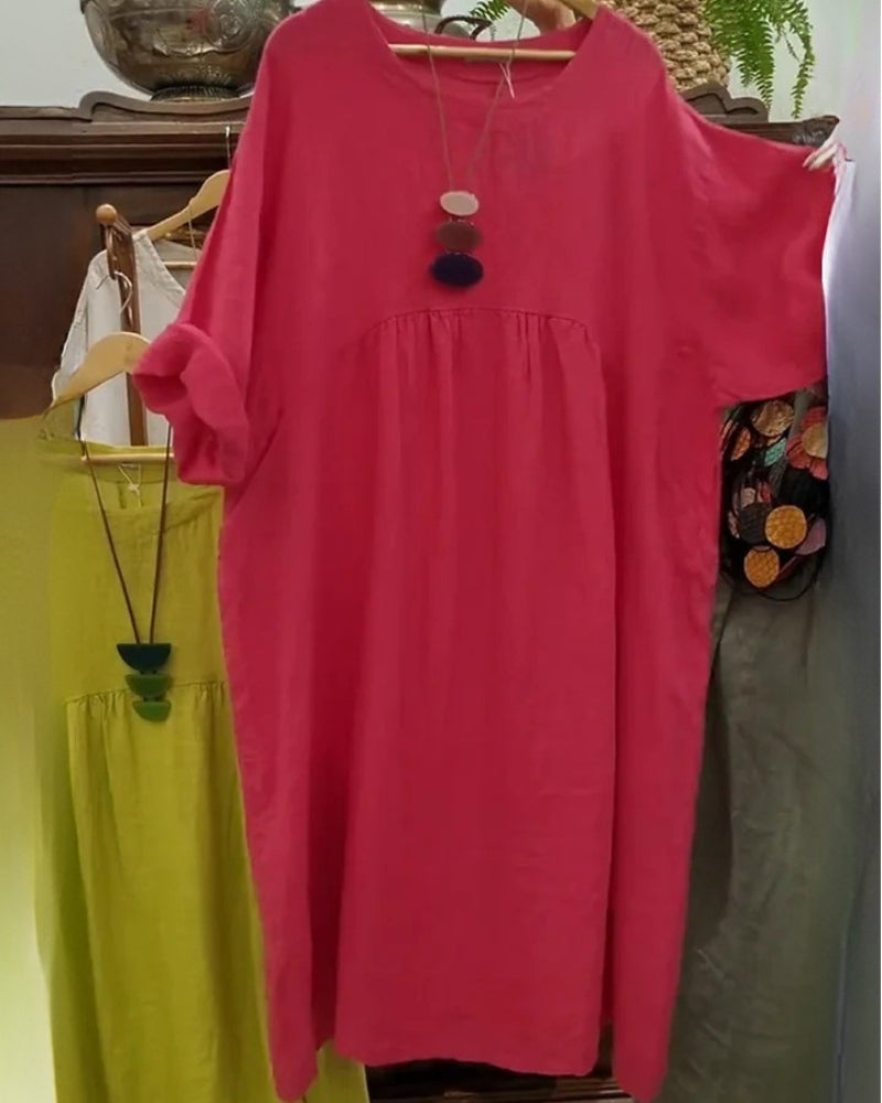 Pénélope – Robe en coton et lin avec poches