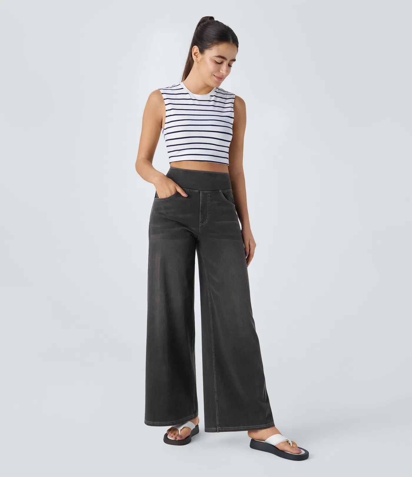 Éva - Pantalon taille haute confortable