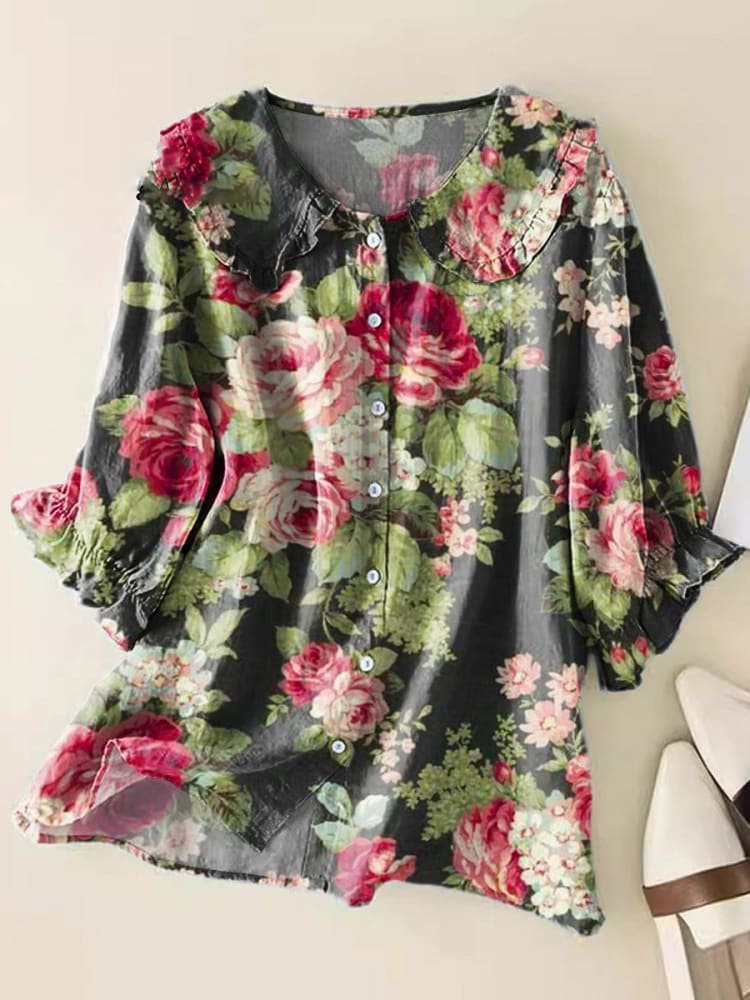 Nolwenn – Chemisier vintage à col Claudine