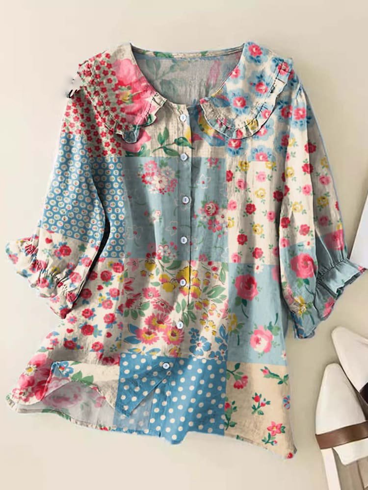 Lénaïc – Chemisier vintage à col Claudine