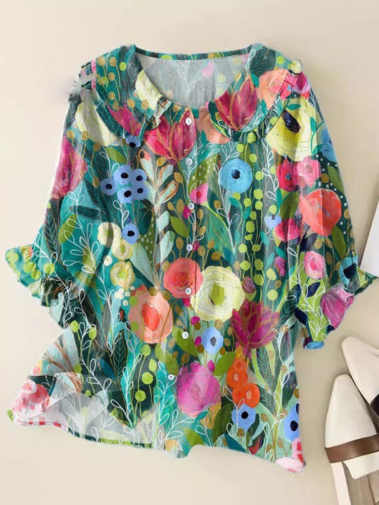 Flavie – Chemisier vintage à col Claudine