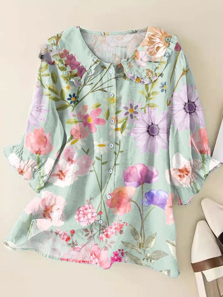 Aurore – Chemisier vintage à col Claudine