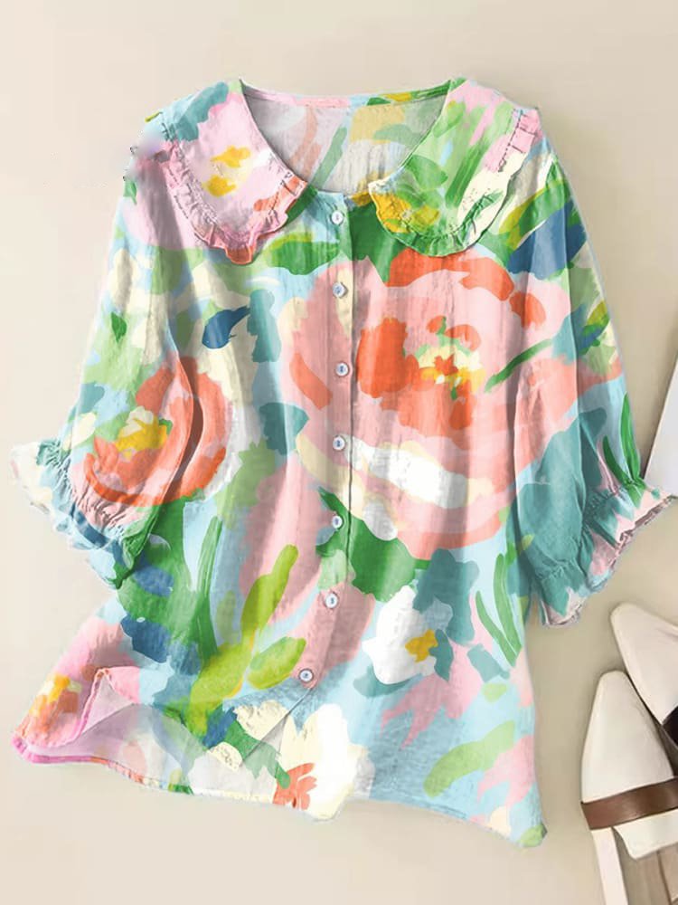 Violette – Chemisier vintage à col Claudine