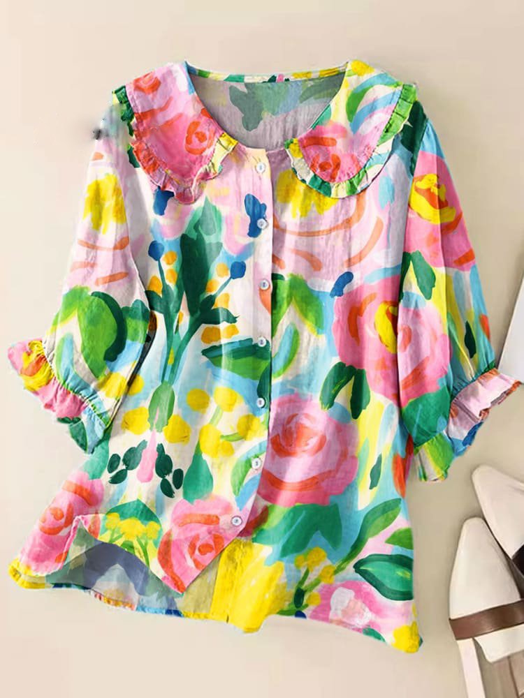 Bertille – Chemisier vintage à col Claudine