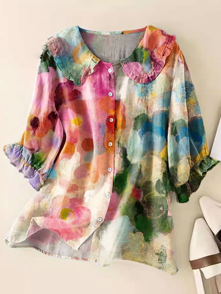 Albertine – Chemisier vintage à col Claudine