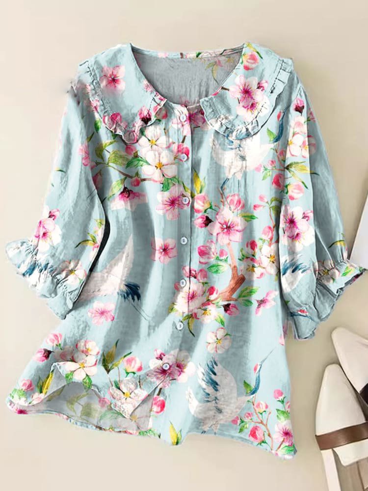 Mireille – Chemisier vintage à col Claudine