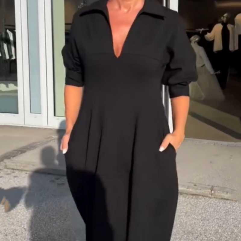 Xanthie - Robe midi élégante avec col en V