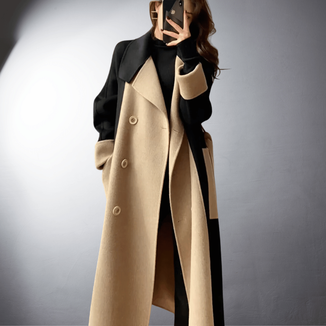 Katia - Manteau bicolore haut de gamme fabriqué à la main