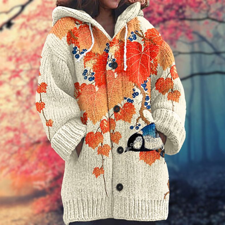 Marlène - Pull doux avec capuche et boutons