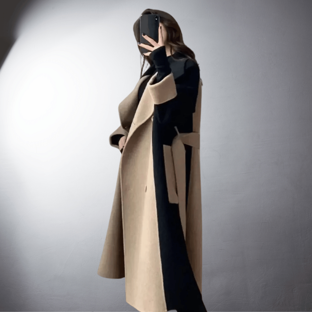 Katia - Manteau bicolore haut de gamme fabriqué à la main