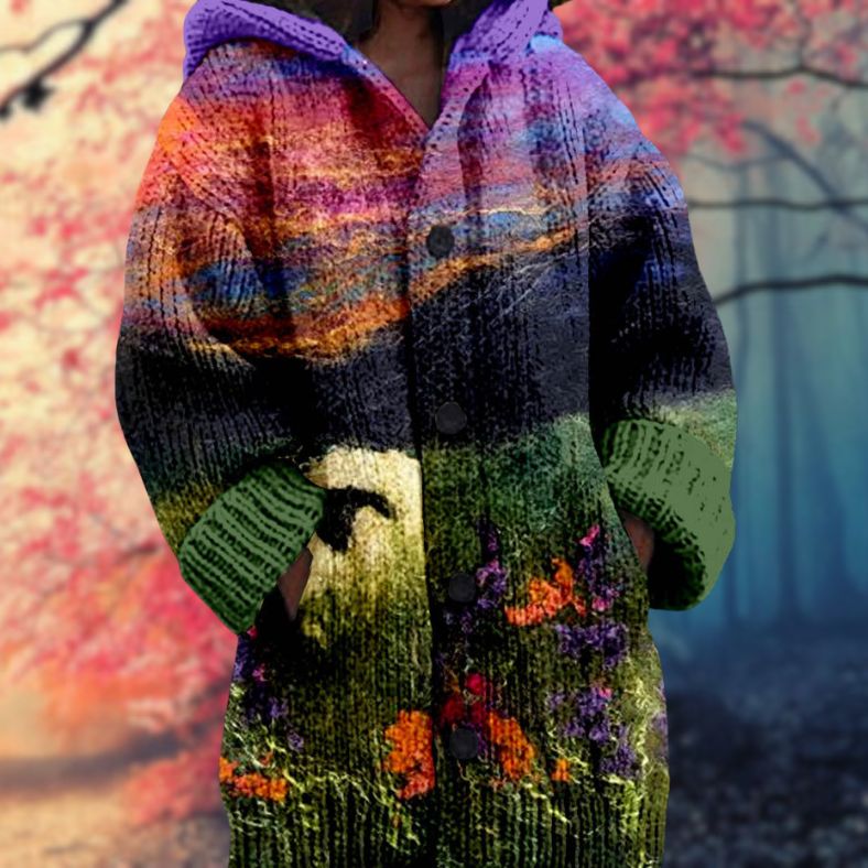 Marlène - Pull doux avec capuche et boutons