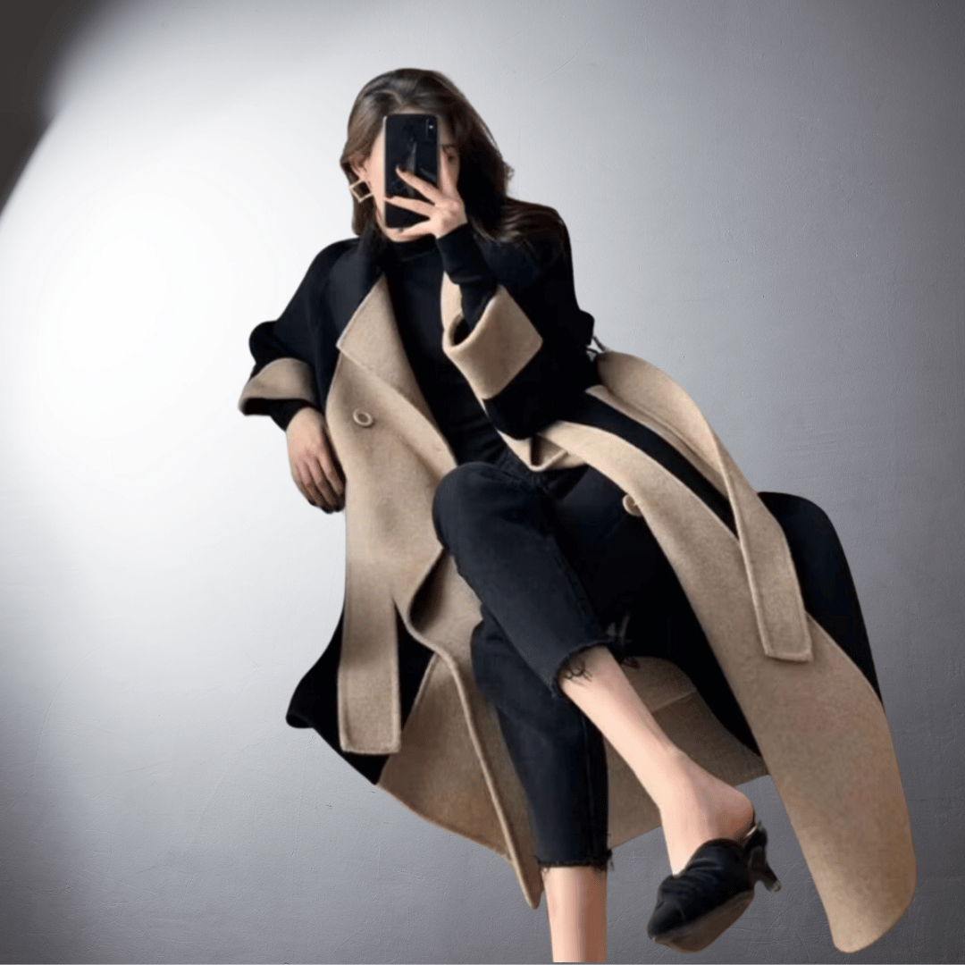 Katia - Manteau bicolore haut de gamme fabriqué à la main