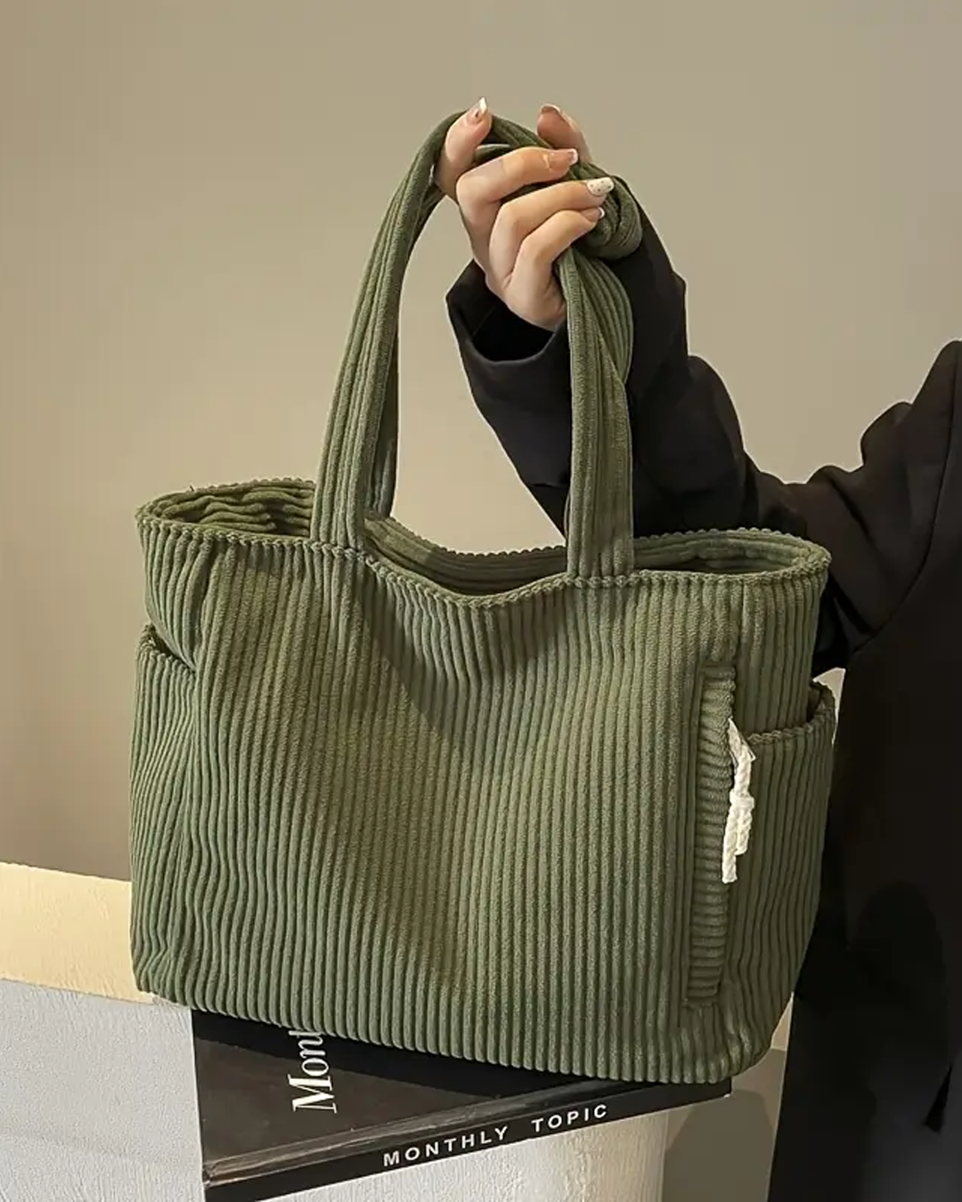 Guillemette – Sac cabas côtelé avec cordon élégant