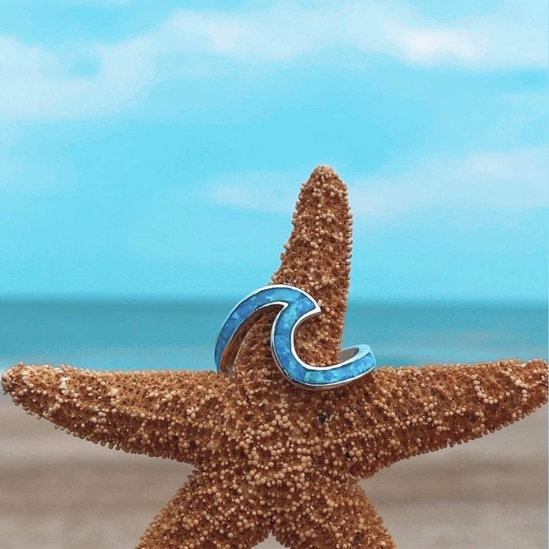 Océliane – Bague en argent "Vague de l’Océan" avec opale