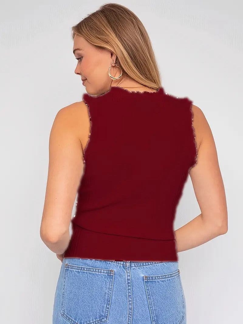 Césarine – Haut brillant à volants féminins