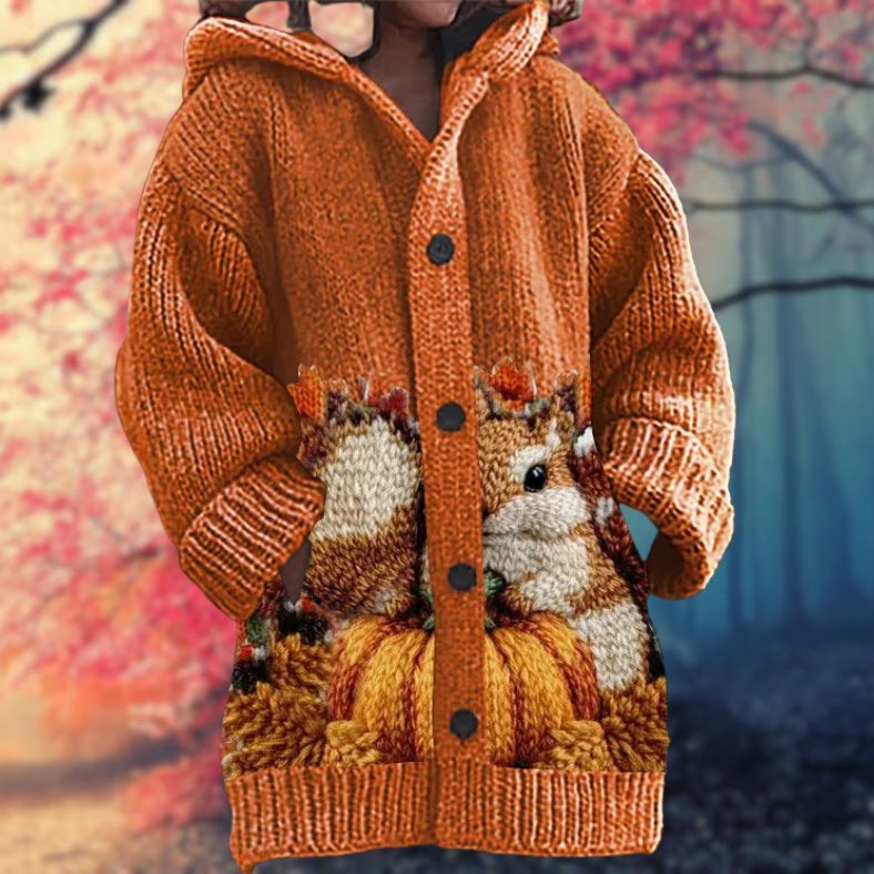 Marlène - Pull doux avec capuche et boutons