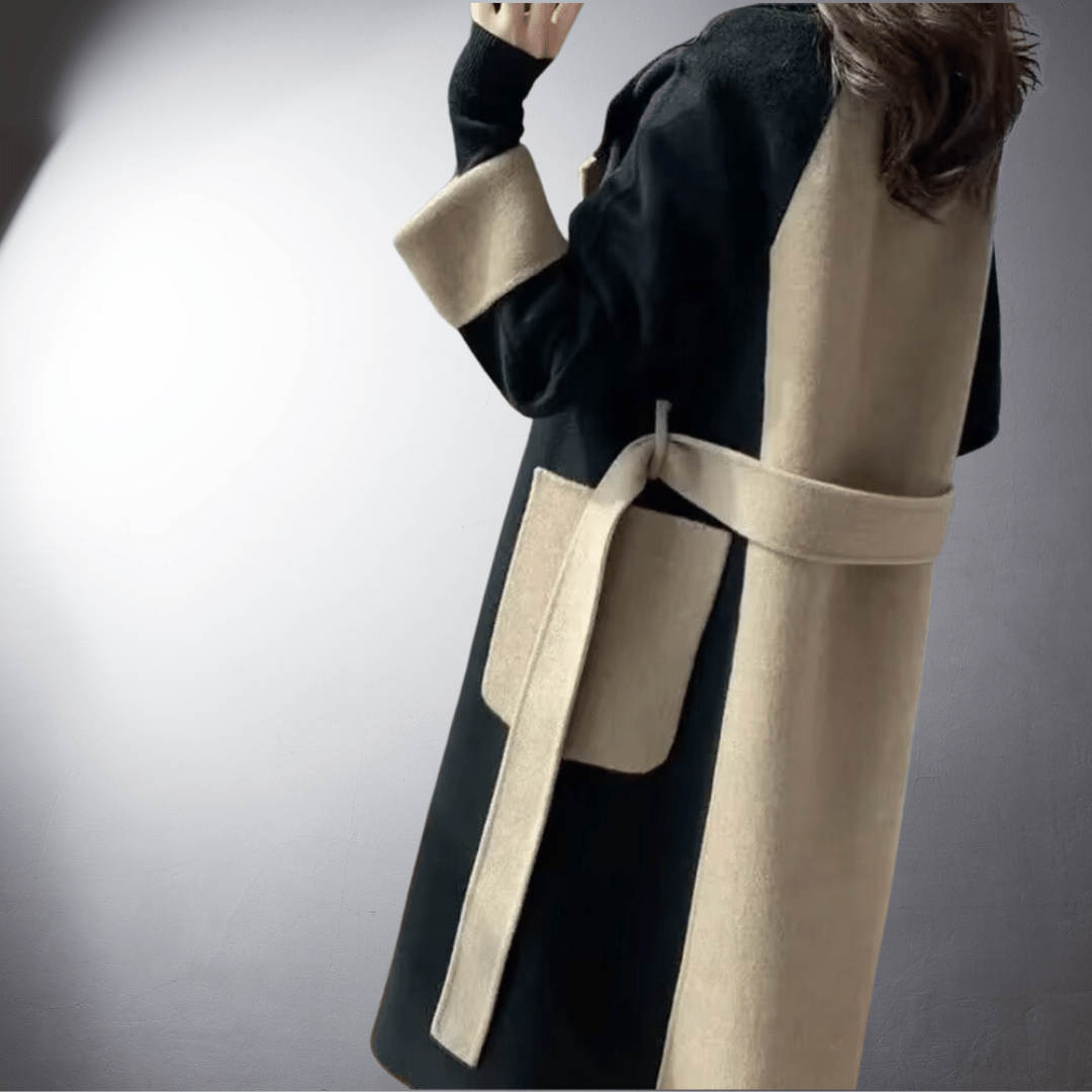 Katia - Manteau bicolore haut de gamme fabriqué à la main