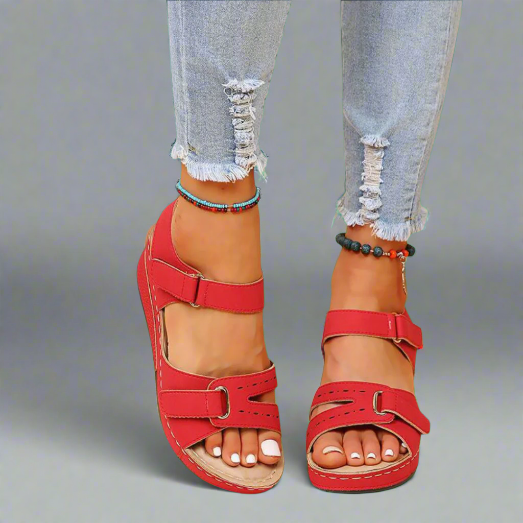 Pétronille - Sandales orthopédiques élégantes en matière souple de première qualité pour des journées d'été sans douleur