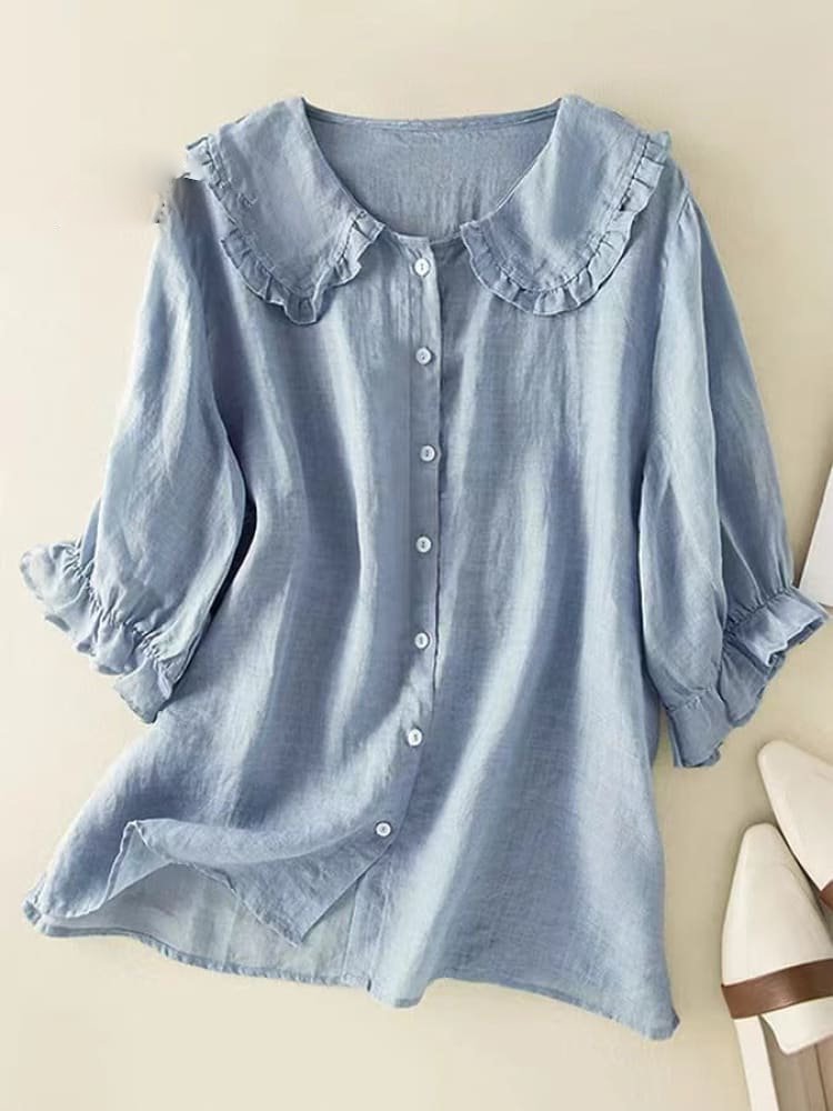 Oriane – Chemisier vintage à col Claudine