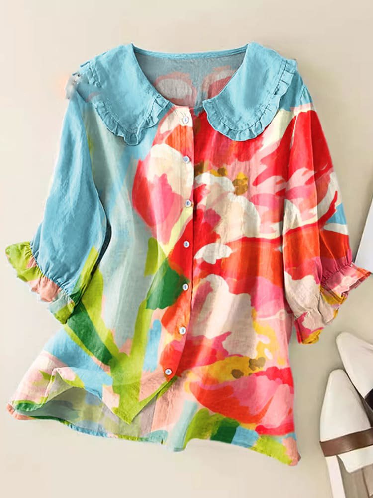 Soline – Chemisier vintage à col Claudine