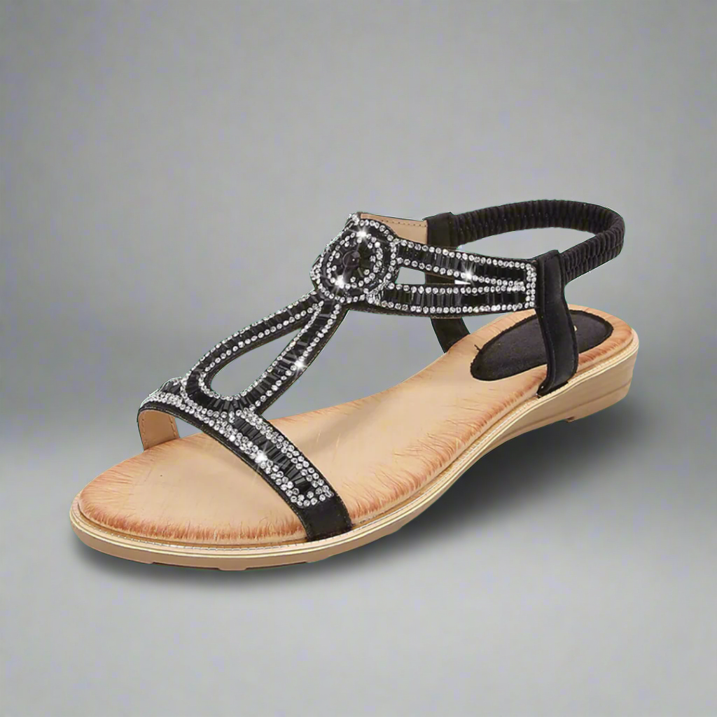 Séraphine - Sandale dorée faite à la main avec une coupe confortable