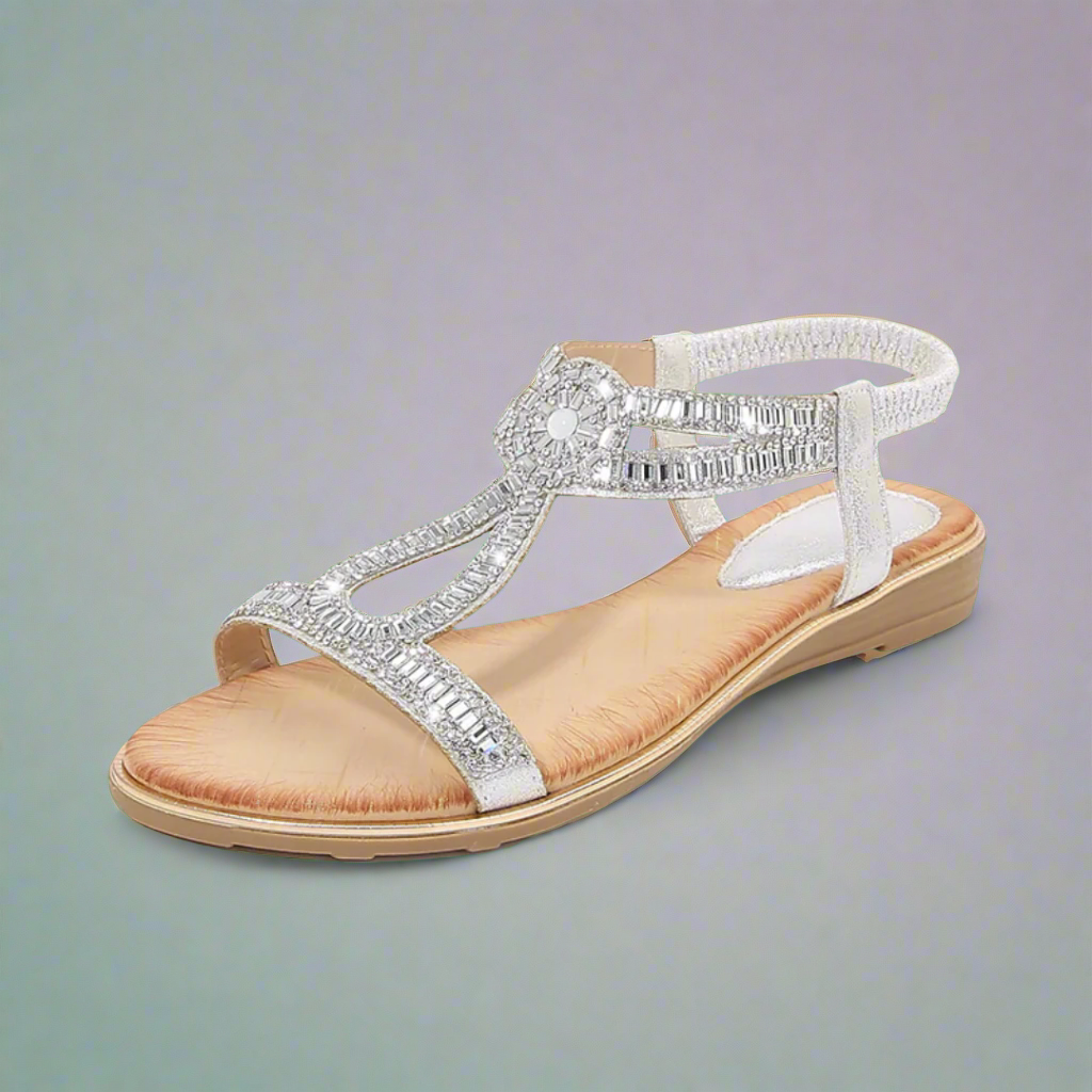 Séraphine - Sandale dorée faite à la main avec une coupe confortable