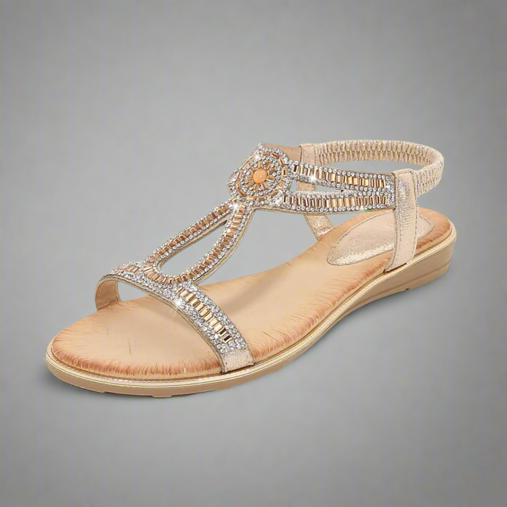 Séraphine - Sandale dorée faite à la main avec une coupe confortable