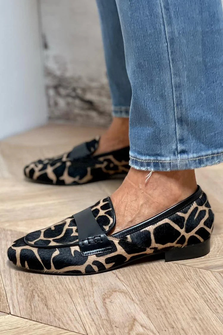 Camille - Mocassins cosy et chics à motif vache