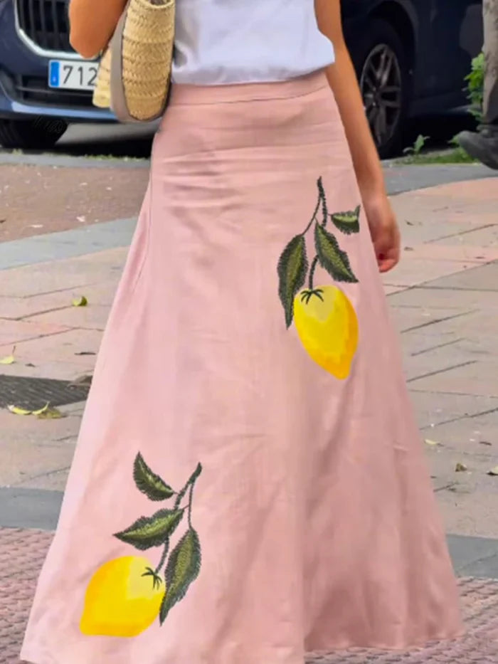 Giselle - Jupe fluide à citrons inspirée de la côte italienne