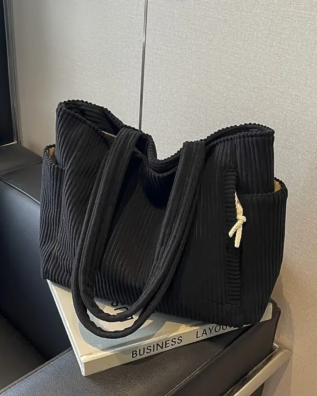 Guillemette – Sac cabas côtelé avec cordon élégant