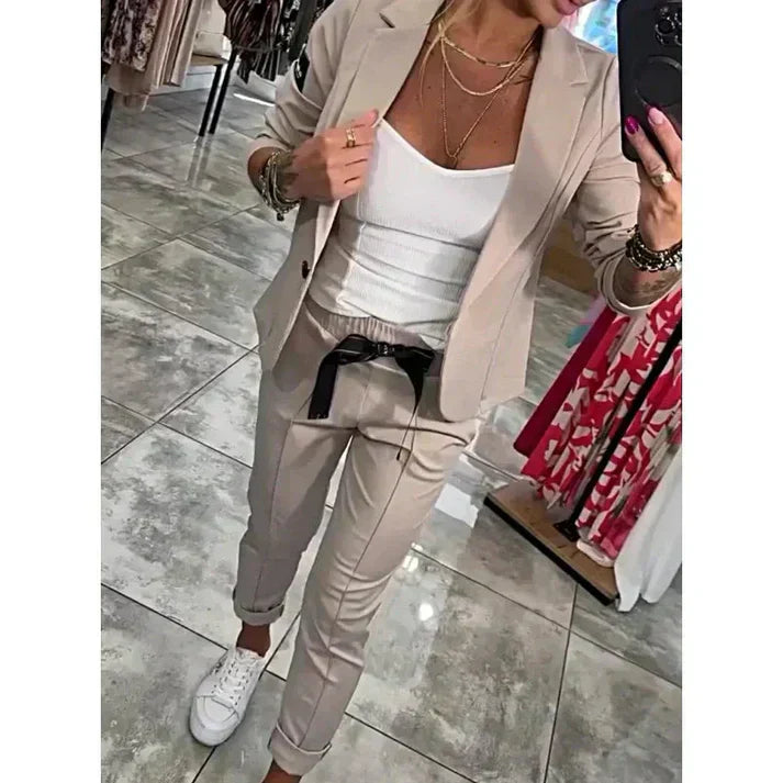 Candice – Ensemble blazer fluide et pantalon décontracté