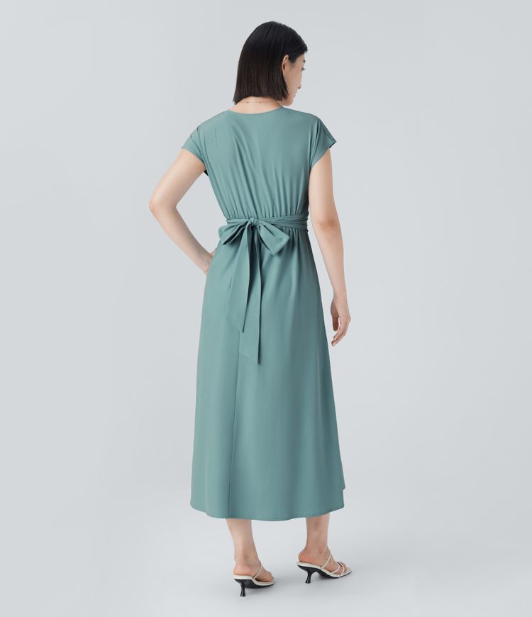 Rosavine – Élégante robe portefeuille à taille haute