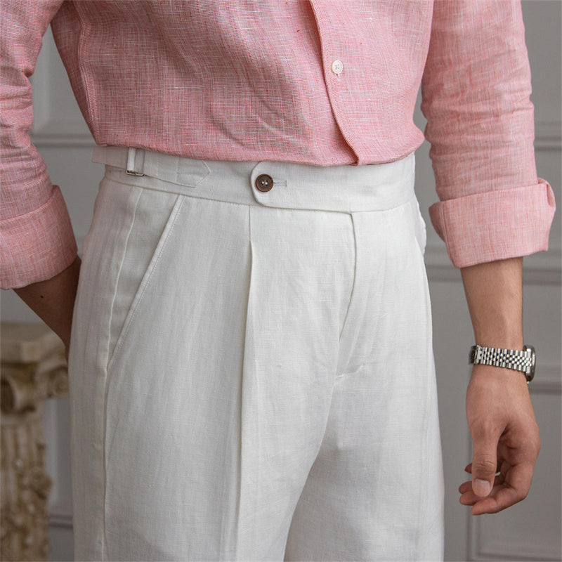 Monte Carlo Linen Pleated Trousers
