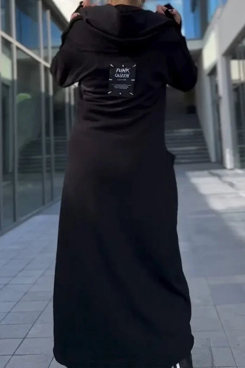 Gwenaëlle – Veste longue zippée élégante