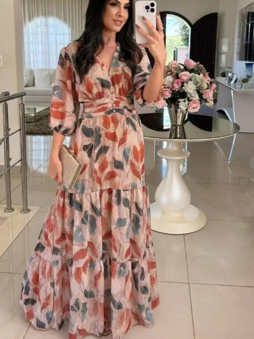 Claudia – Robe longue florale au confort élégant
