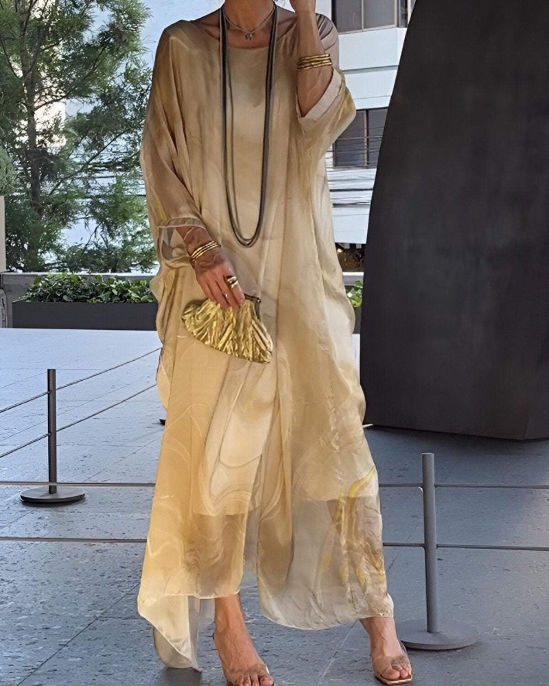 Romy – Robe longue en mousseline élégante et colorée