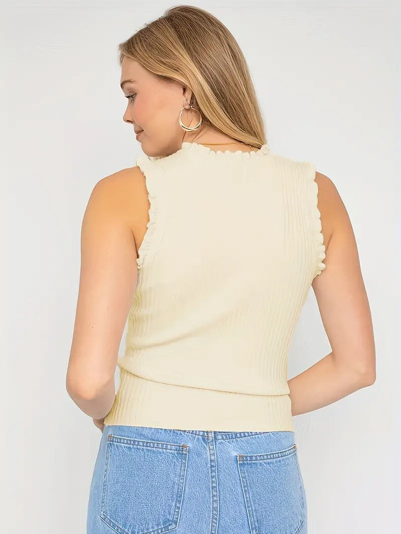 Césarine – Haut brillant à volants féminins