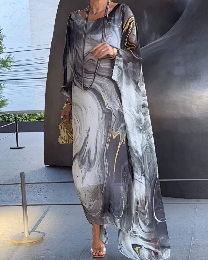 Romy – Robe longue en mousseline élégante et colorée