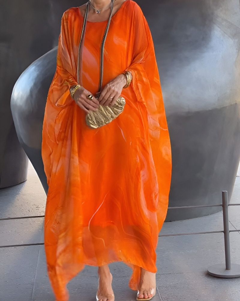 Romy – Robe longue en mousseline élégante et colorée