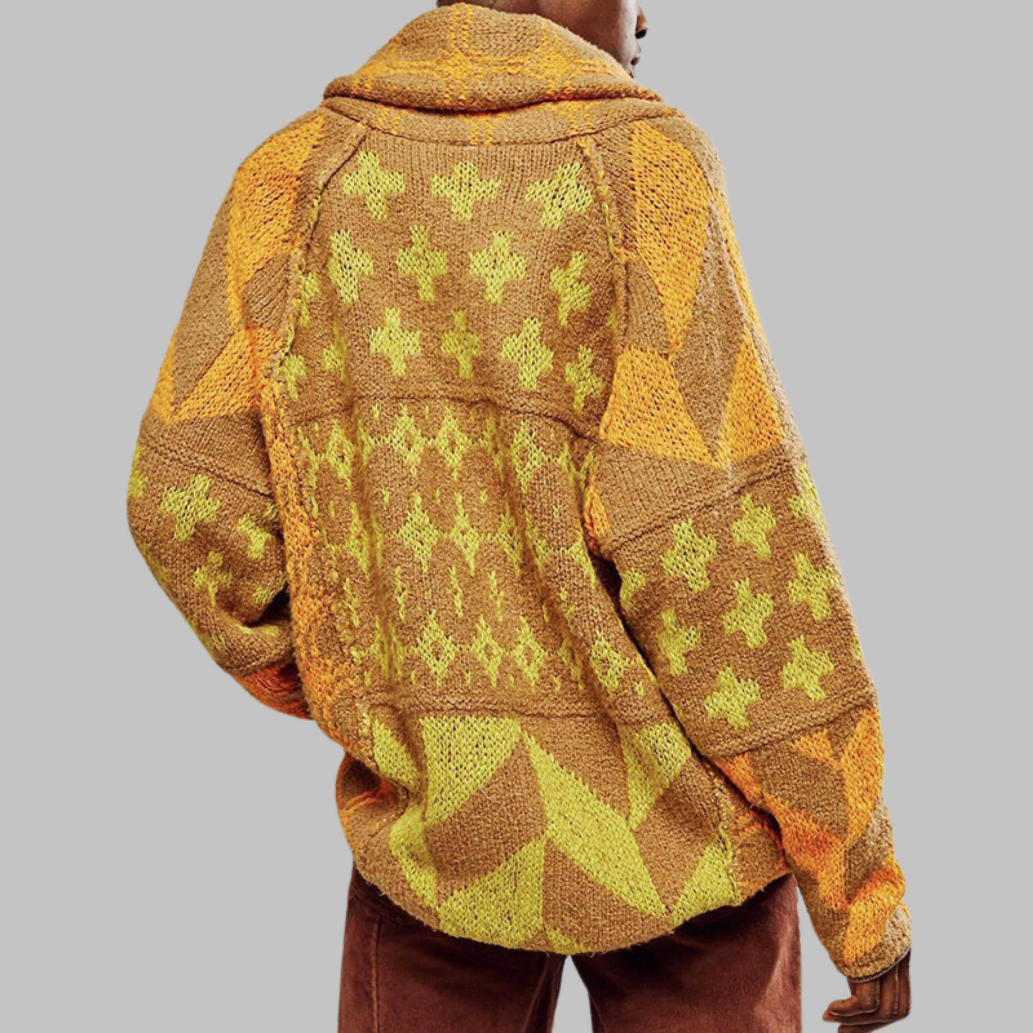 Céliane - Gilet vintage oversize à col boutonné