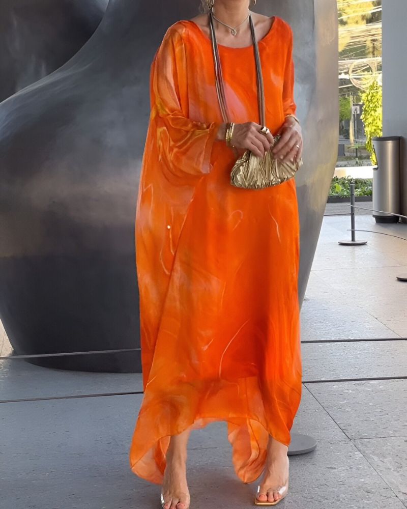 Romy – Robe longue en mousseline élégante et colorée