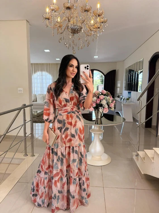 Claudia – Robe longue florale au confort élégant